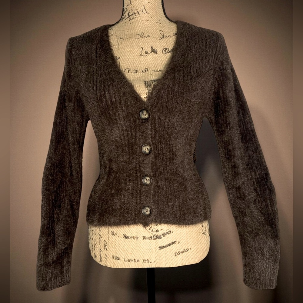 Truth by Republic Teddy Bear Brown Button-Up Cardigan M